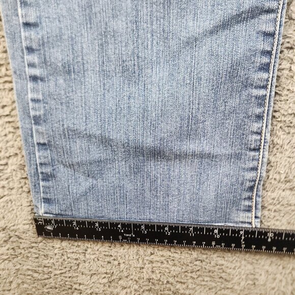 Womens Y2K High Rise Bootcut Jeans Size 12 Blue Embellished Pockets Light Stretc - Picture 7 of 11